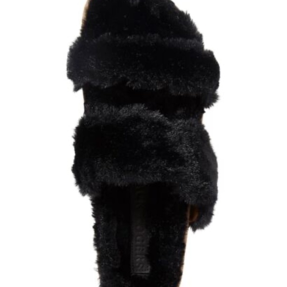NEW Jack Rogers Women's Lauren Cozy Comfort Sandals BLACK FAUX FUR - Picture 3 of 5